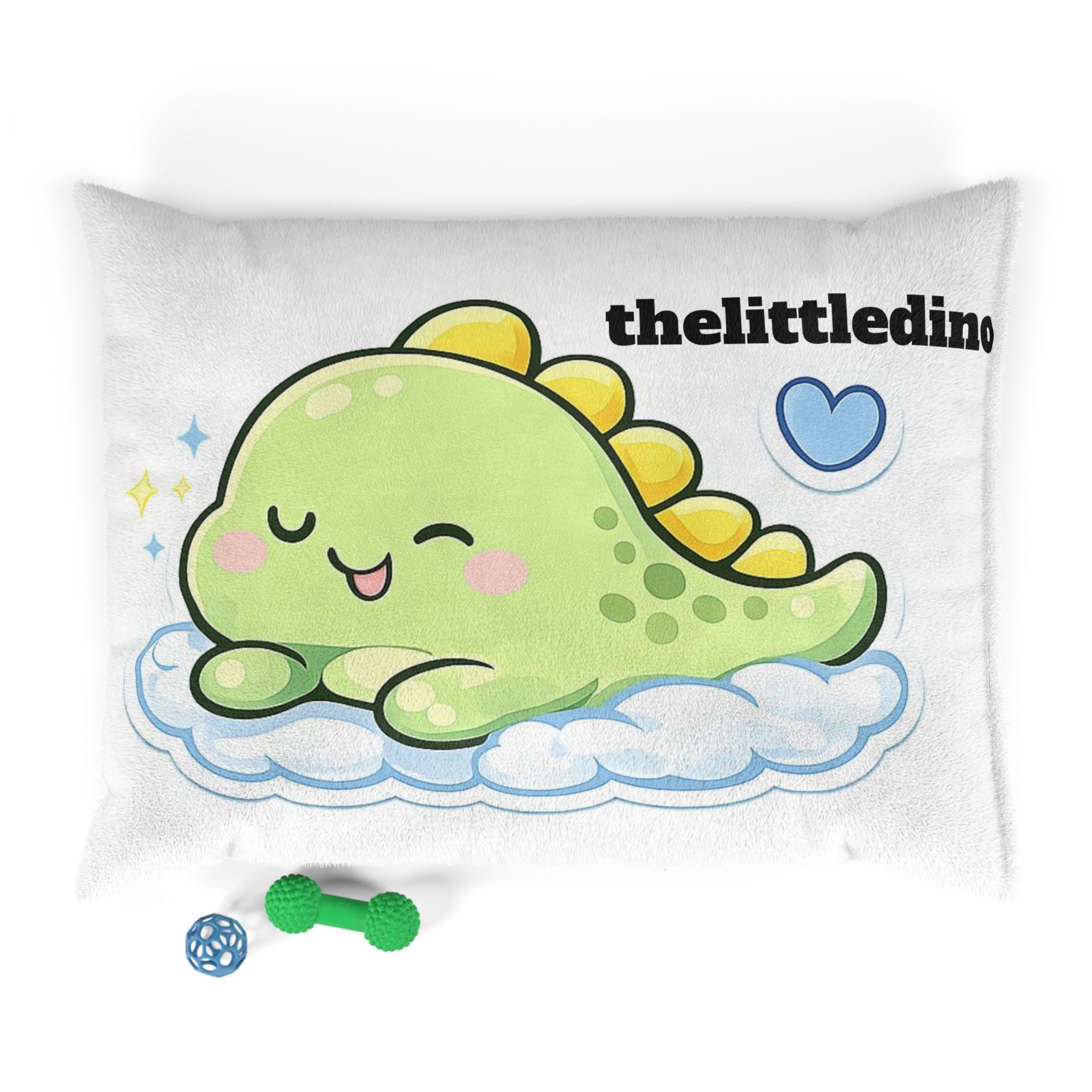 Kawaii Cloud & Dino Pet Bed — Soft Blue Plush Pillow for Dogs & Cats