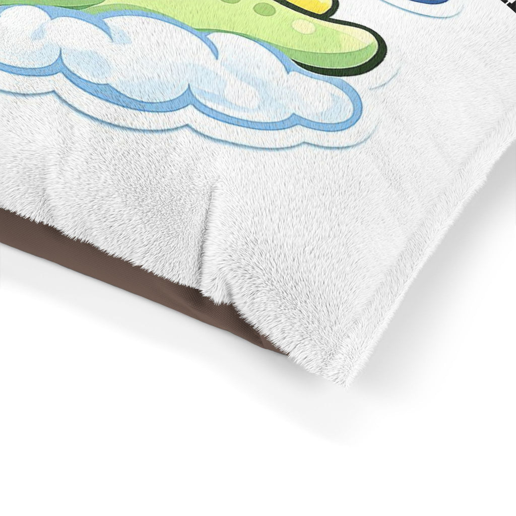 Kawaii Cloud & Dino Pet Bed — Soft Blue Plush Pillow for Dogs & Cats