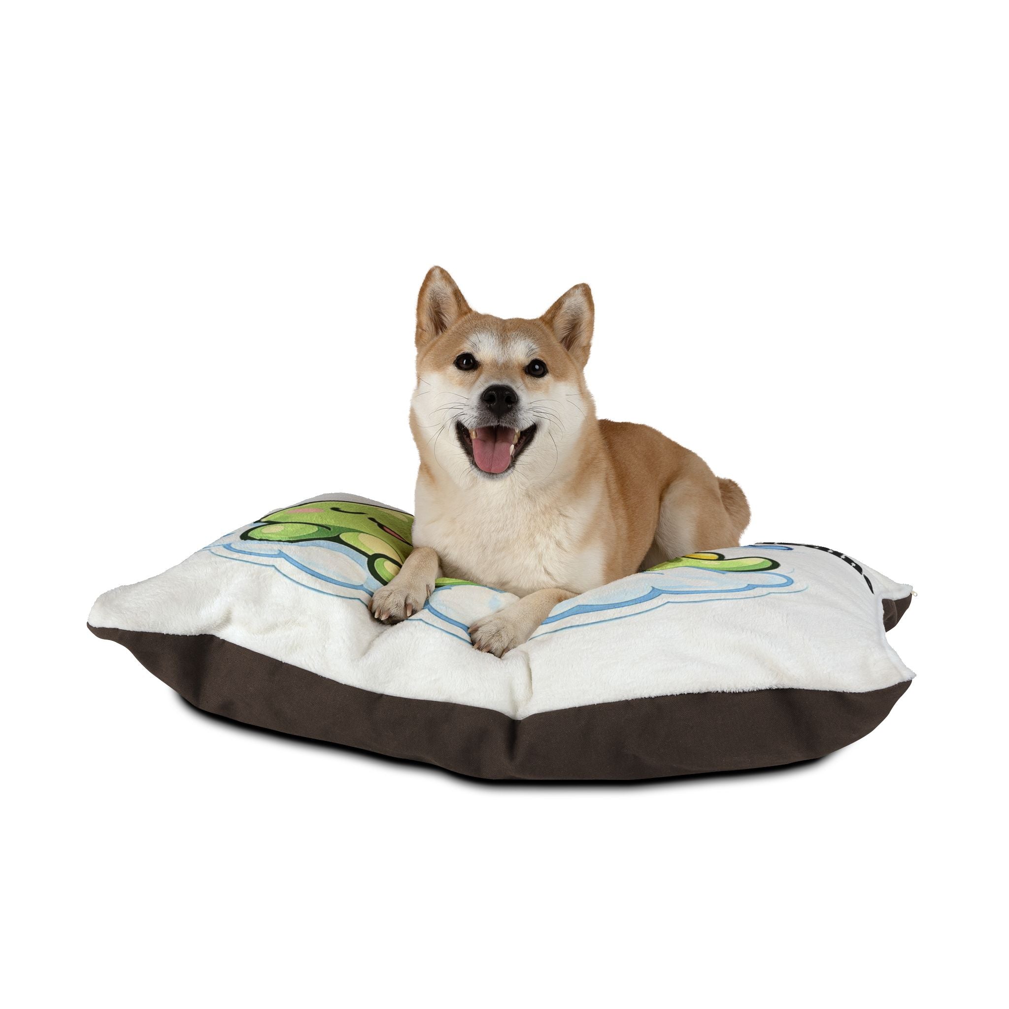 Kawaii Cloud & Dino Pet Bed — Soft Blue Plush Pillow for Dogs & Cats