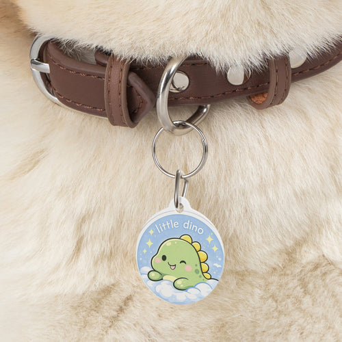 Kawaii Little Dino Pet Tag — Cute 'Little Dino' ID Collar Charm