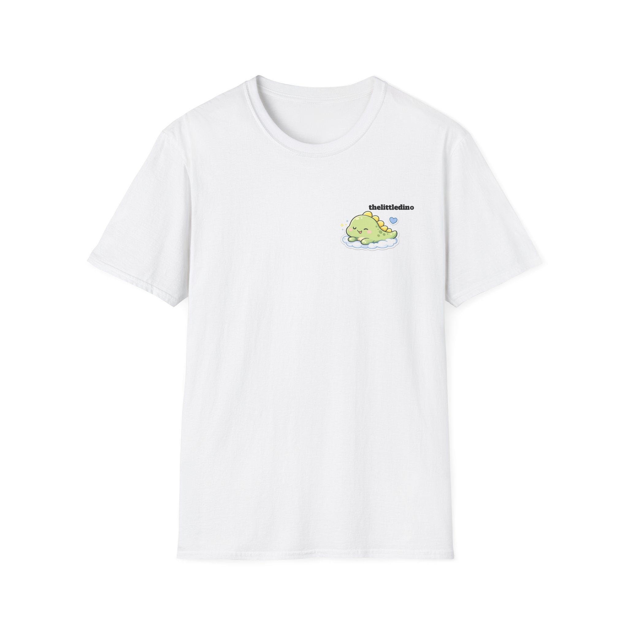 T-Shirt — Cute ‘thelittle dino’ Pocket Graphic Tee, Pastel Dino Design