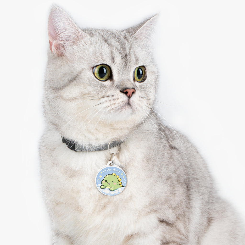 Kawaii Little Dino Pet Tag — Cute 'Little Dino' ID Collar Charm