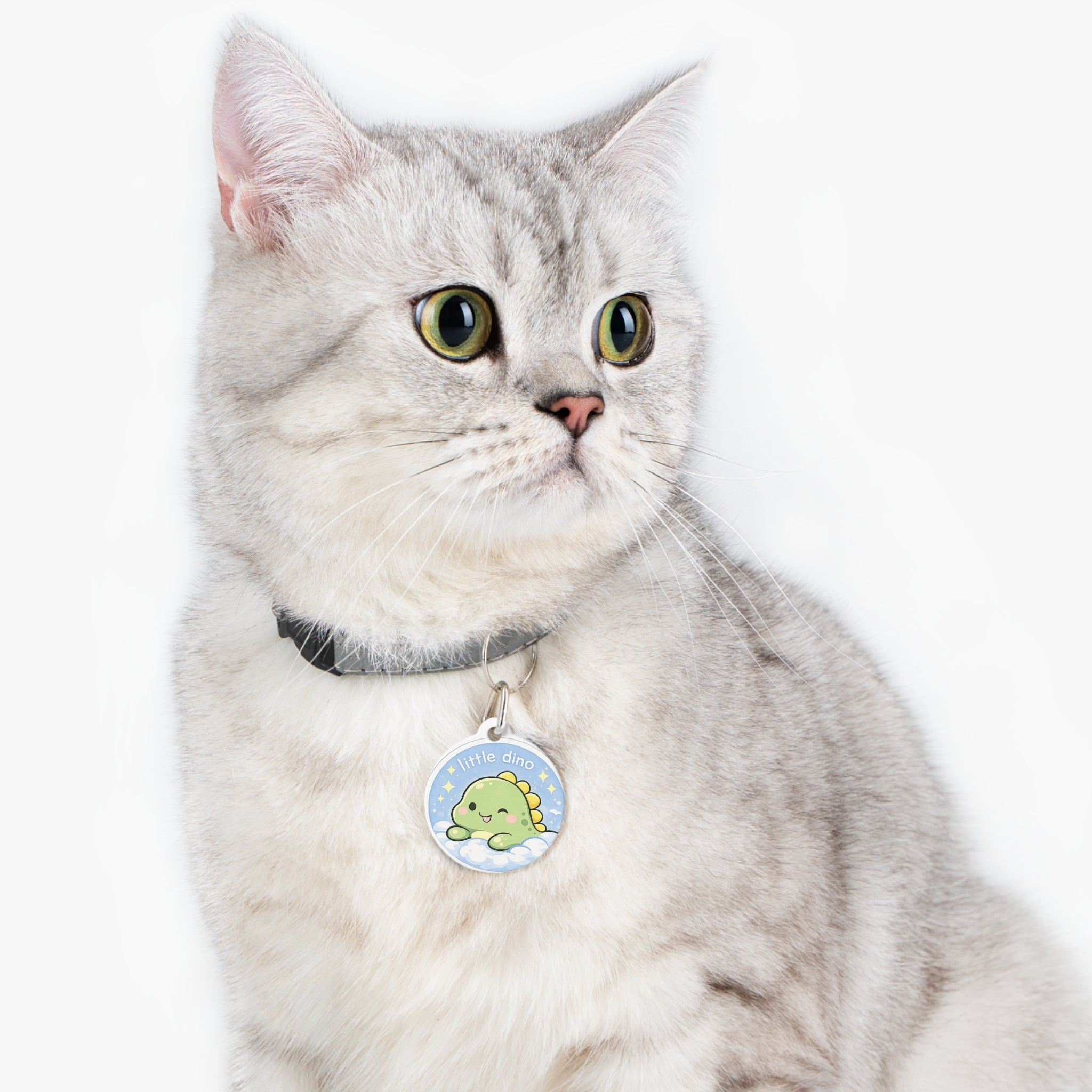 Kawaii Little Dino Pet Tag — Cute 'Little Dino' ID Collar Charm