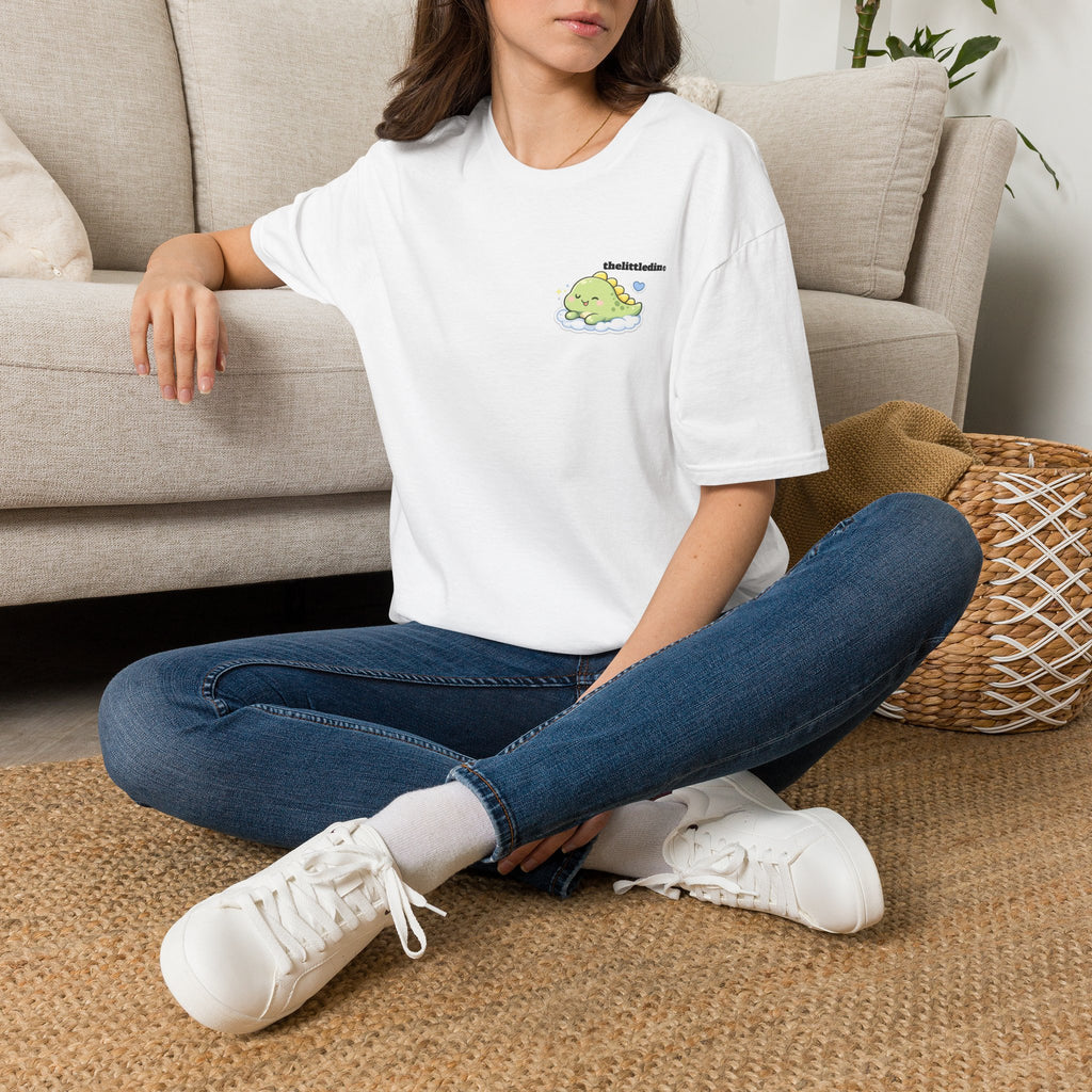 T-Shirt — Cute ‘thelittle dino’ Pocket Graphic Tee, Pastel Dino Design